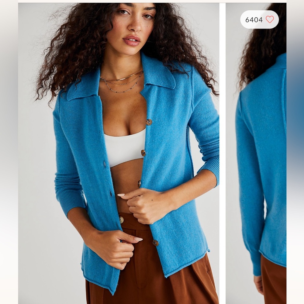 Free People Baby Blue Paloma Cashmere Cardigan - Picture 1 of 10